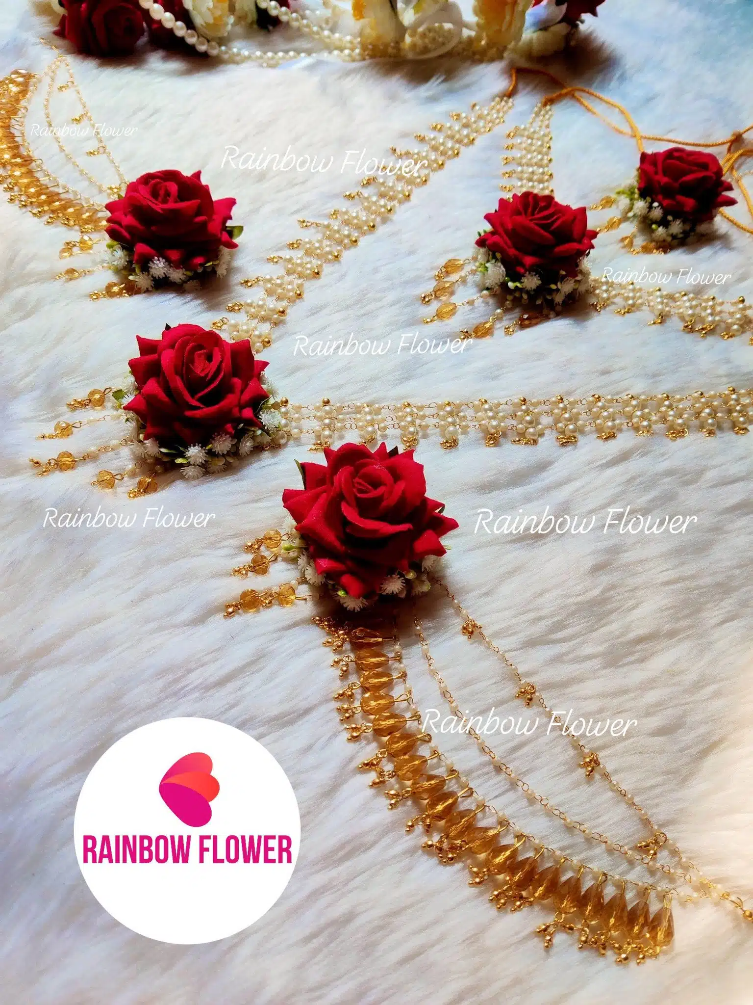 Maroon Rose Bridal Jewellery Set (3)